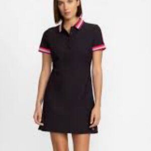 Johnny Was Buy Bee Active Polo Golf Dress, Black with Pink Trim, Sz Sm
